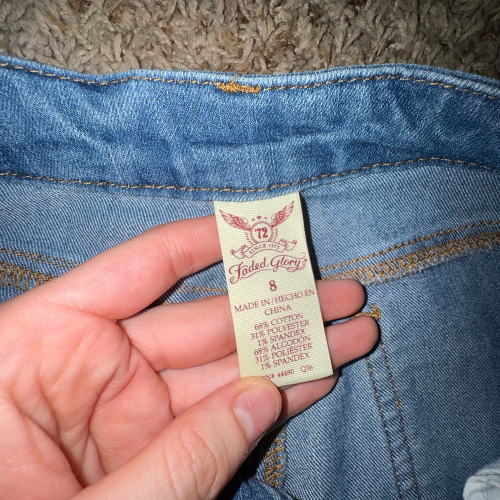 Faded Glory Classic Stretch (Medium Wash) Denim Mini Pencil Skirt